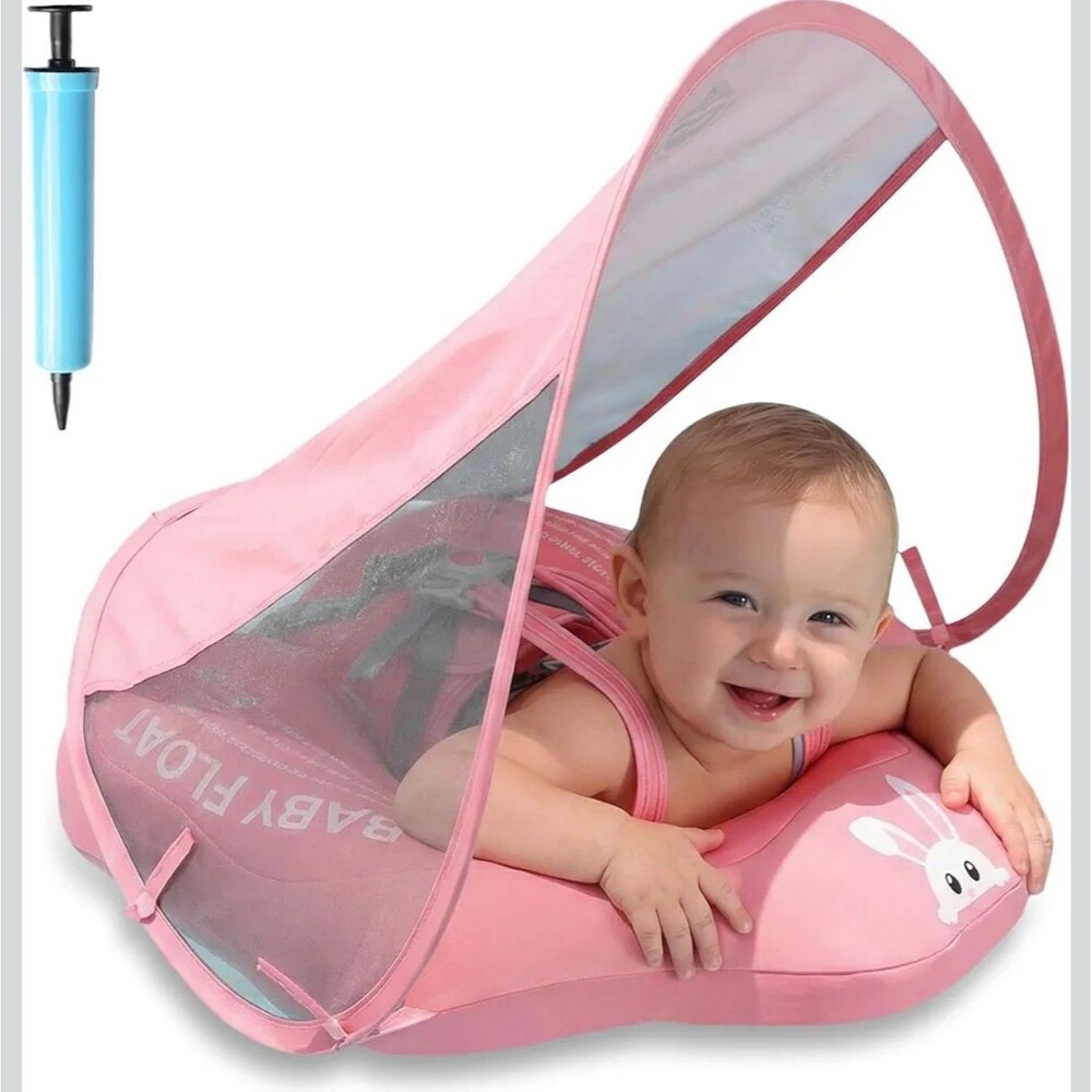 Baby Pool Float / Sun Canopy UPF50+ Sun Protection No Flip Covered / Safety Seat